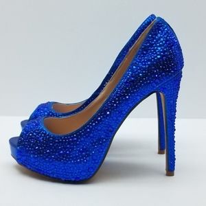 Lauren Lorraine Blue Peep Toe Shoe